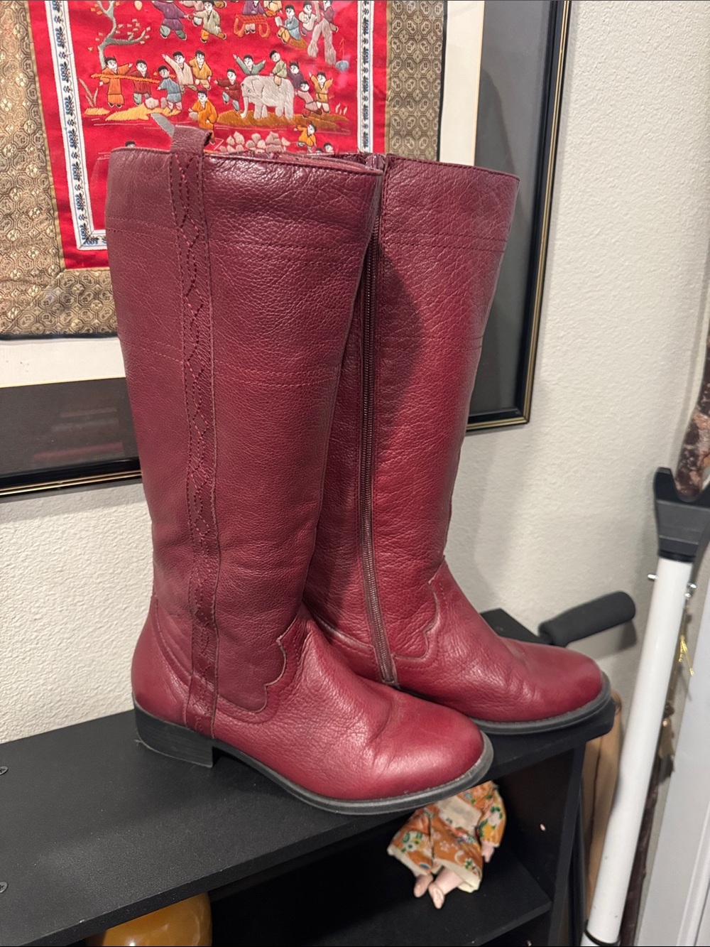 White Mountain Women's Burgundy Tall Leather Boots